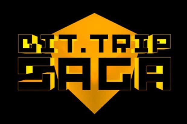 Bit.Trip.Saga logo. Collection gives 3DS gamers Beat, Core, Void, Trip, Runner, Fate and Flux in one neat package!