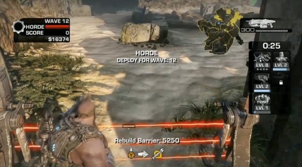 Gears of War 3 Horde 2.0 walkthrough screenshot. Horde 2.0 Fortifications in action