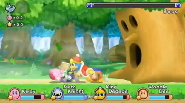 Kirby returns to Wii this Fall 2011. Teams with Meta Knight, King Dedede and Waddle Dee for 4-player co-op!