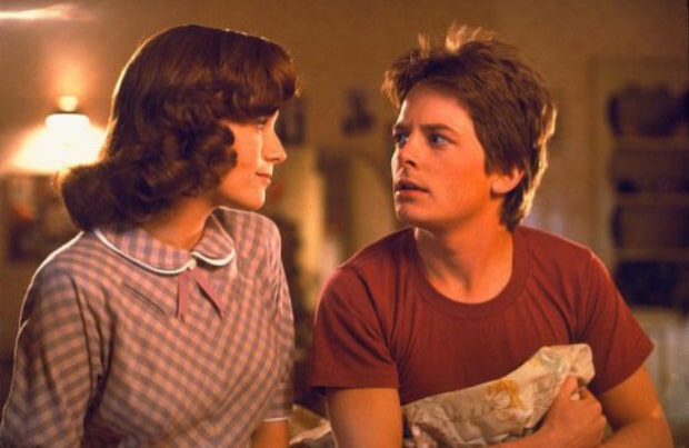 Marty McFly (Michael J Fox) having the hots for his young mother, and vice-versa, from Back to the Future 1