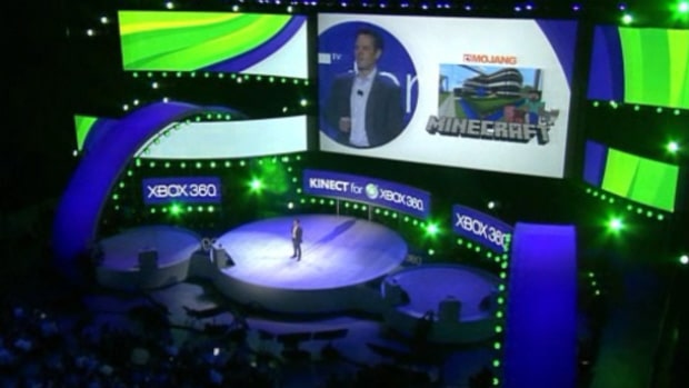 MineCraft for Xbox 360 announcement screenshot from E3 2011 at the Microsoft Pre-E3 Press Conference