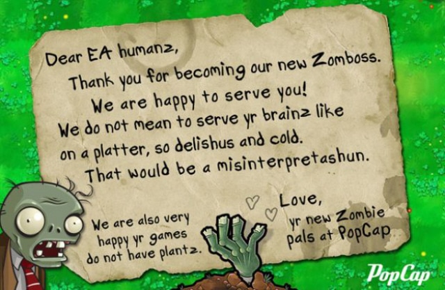 Plants vs Zombies EA love letter by PopCap