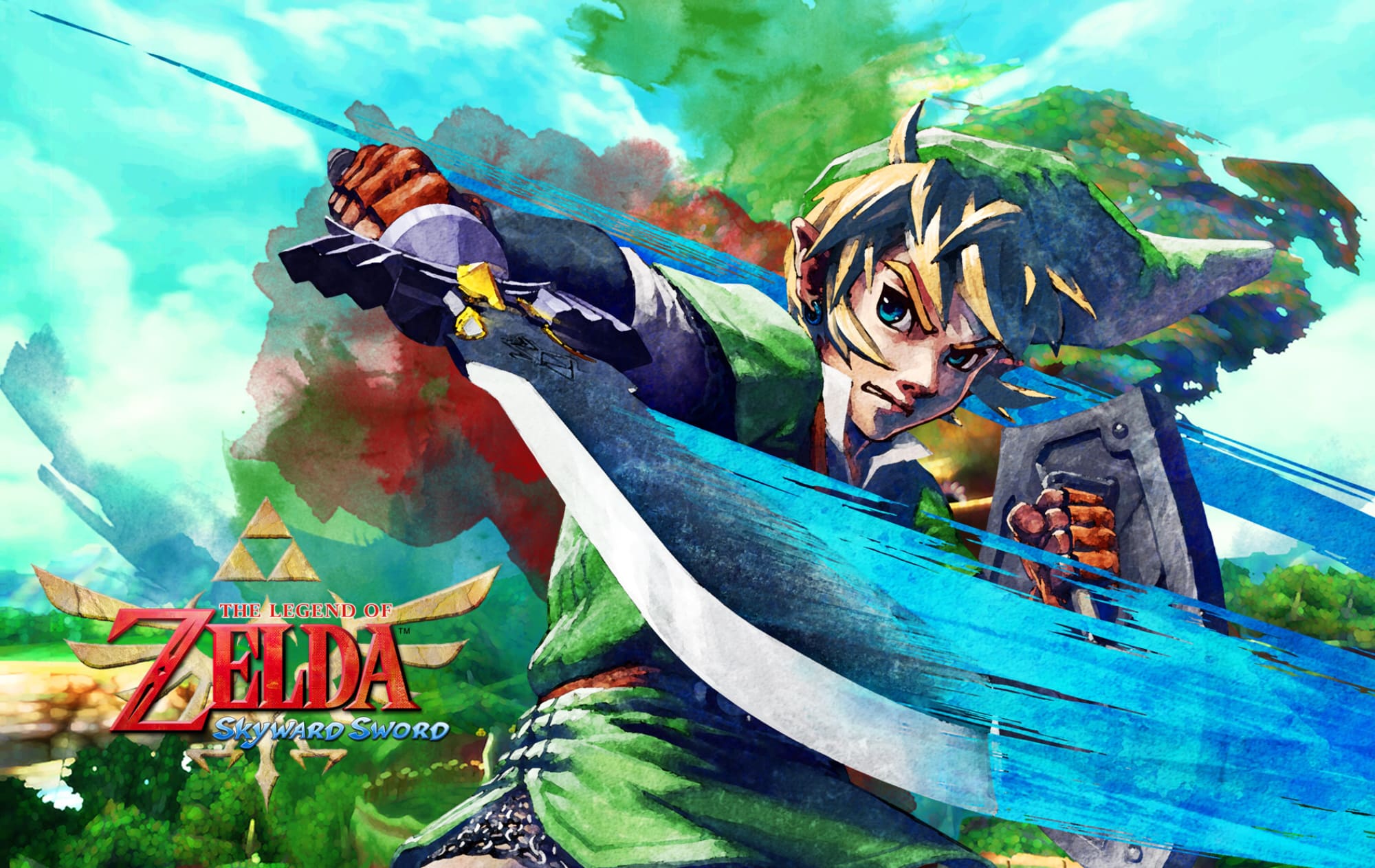 Zelda: Skyward Sword Wallpaper Beautiful Watercolor-style by Arkazain