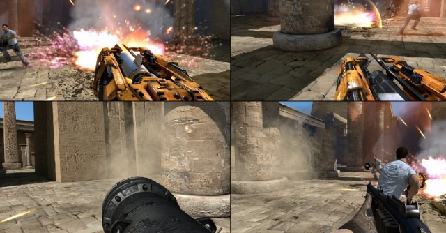 Serious Sam 3: BFE Screenshot Showing Off Four-Player Splitscreen Multiplayer On PC & Console!
