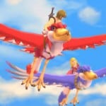 The Legend of Zelda: Skyward Sword Screenshot - Link and his friend Zelda ride atop birds!