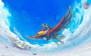 The Legend of Zelda Wallpaper (Skyward Sword) - Bird and Link Soar In the Sky and Clouds