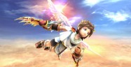 Kid Icarus: Uprising Screenshot of Pit Soaring Through the Clouds