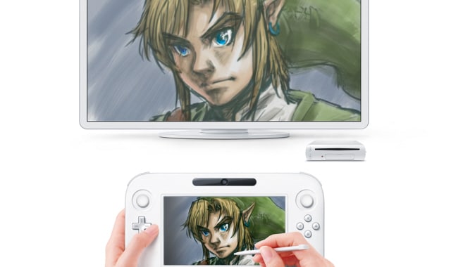 Wii U Link from Zelda Drawing Screenshot On Wii U Controller and TV