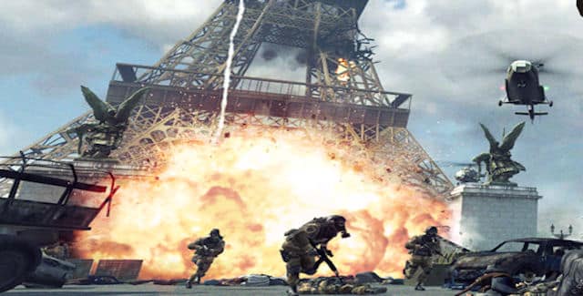 Modern Warfare 3 exploding Eiffel Tower screenshot
