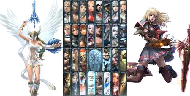 Soul Calibur 5 character select screen with Elysium and Pyrrha Omega unlocked