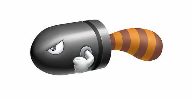 Bullet Bill has a Face AND Tanooki Tail in Super Mario 3D Land