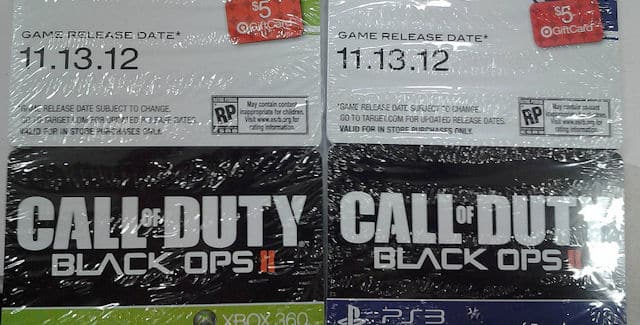 Black Ops 2 Release Date Gift Cards