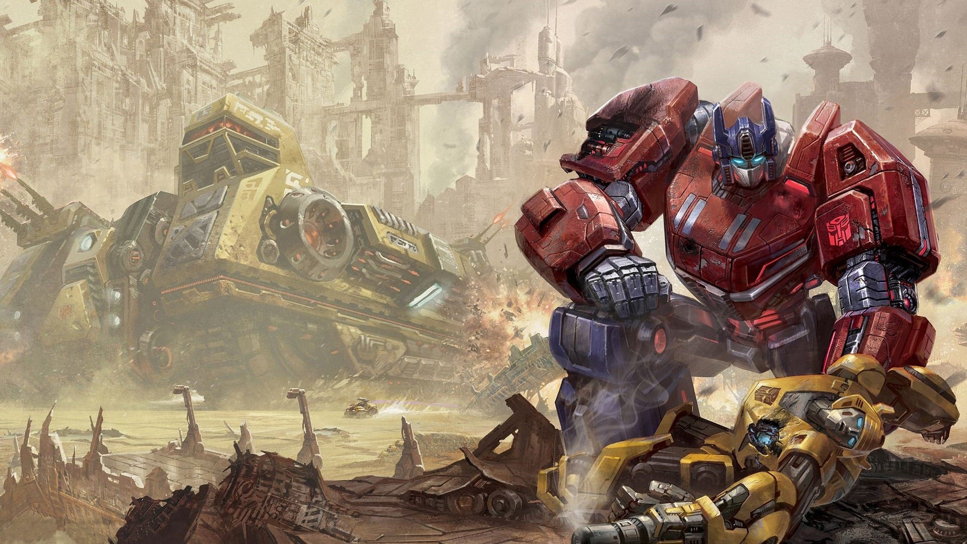 Transformers Fall of Cybertron Optimus Prime & Bumblebee Wallpaper