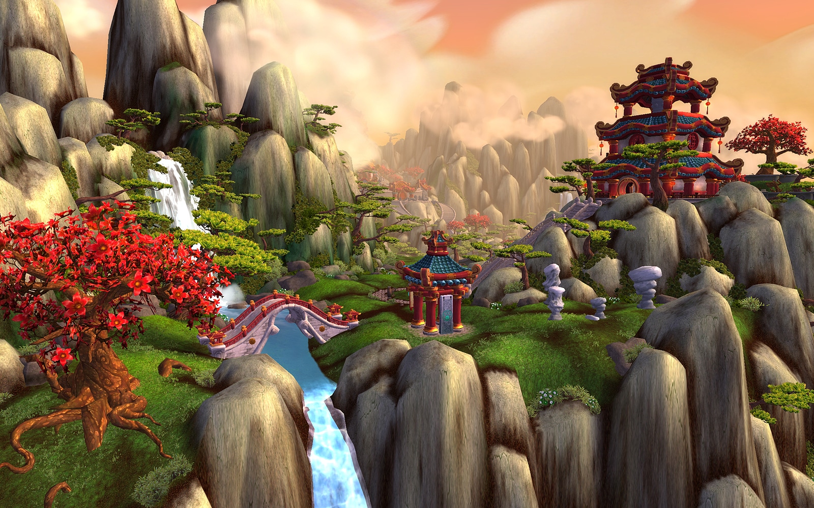 World of Warcraft: Mists of Pandaria Cloud City Wallpaper1600 x 1000