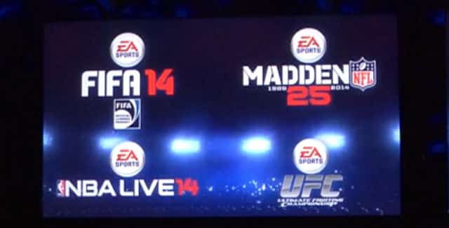 FIFA 14, Madden NFL 25, NBA LIVE 14, EA Sports UFC logos
