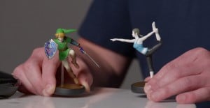 Amiibo Link vs Wii Fit Trainer Girl Figure Closeup Wii U Nintendo