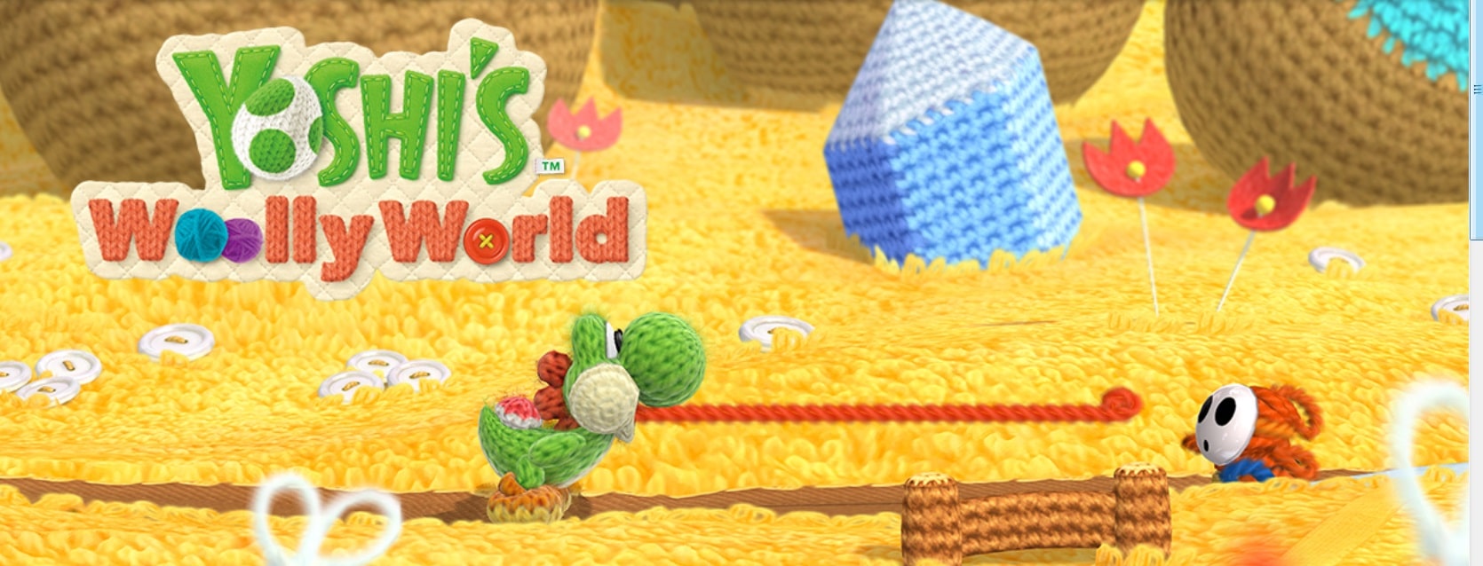 Yoshi's Woolly World Artwork Banner Official Wallpaper (Wii U)