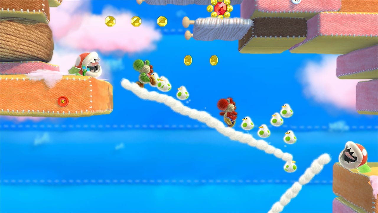 Yoshi's Woolly World Gameplay Screenshto Chick Eggs (Wii U)