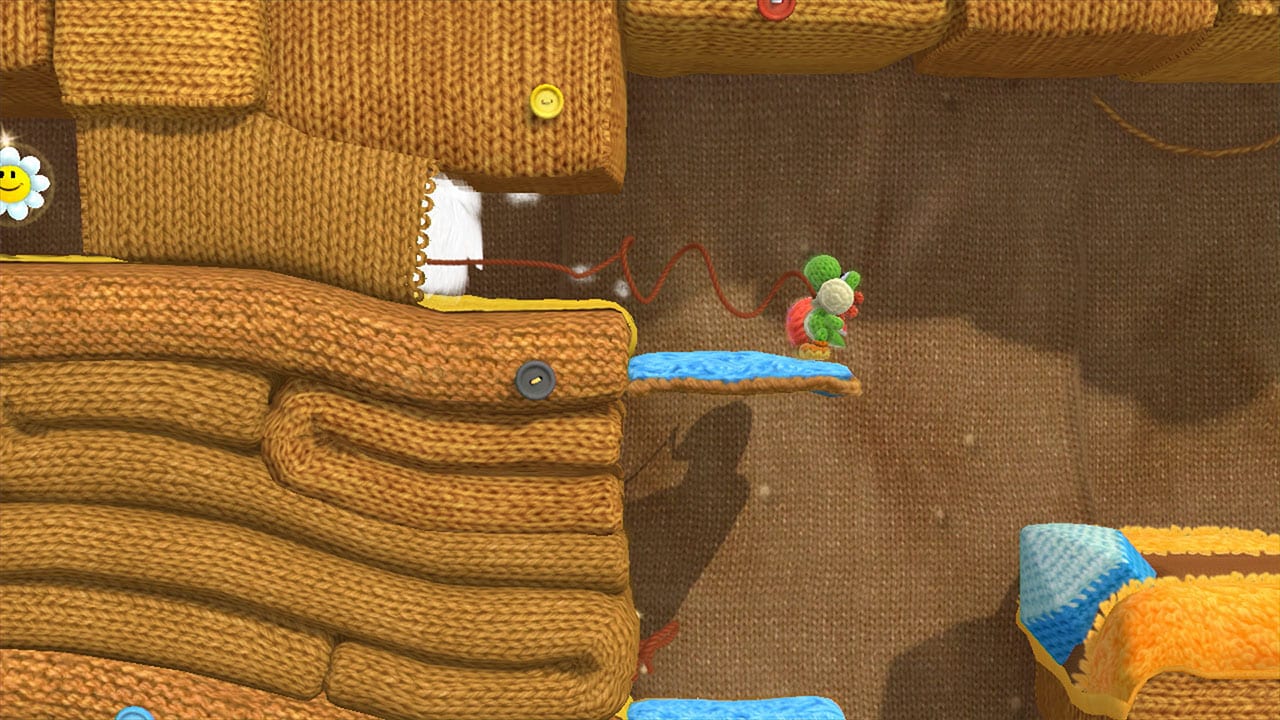 Yoshi's Woolly World Gameplay Screenshot Wall Unthreading (Wii U)