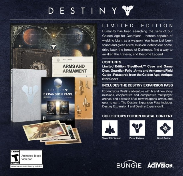 Destiny Limited Edition Boxset Contents Extras
