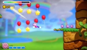 Kirby And the Rainbow Curse Collecting Stars Gameplay Screenshot Wii U