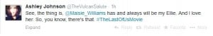 Twitter Tweet Ashley Johnson Maise Williams Last of Us Movie Ellie