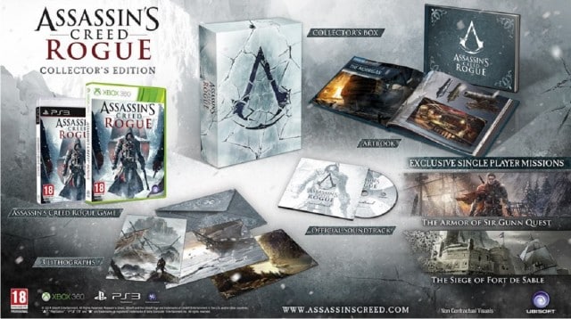 Assassin's Creed: Rogue Collector's Edition Contents Artbook Soundtrack Lithographs Limited Edition Box PAL