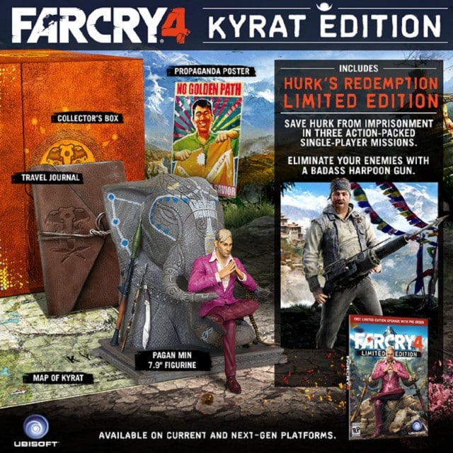 Far Cry 4 Kyrat Collector's Edition Boxset Contents Pagan Min Statue Map Travel Journal Propaganda Poster Xbox One, Xbox 360, PS4, PS3, PC