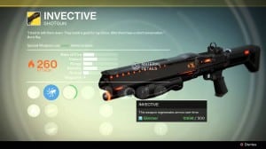 Destiny Invective Exotic shotgun