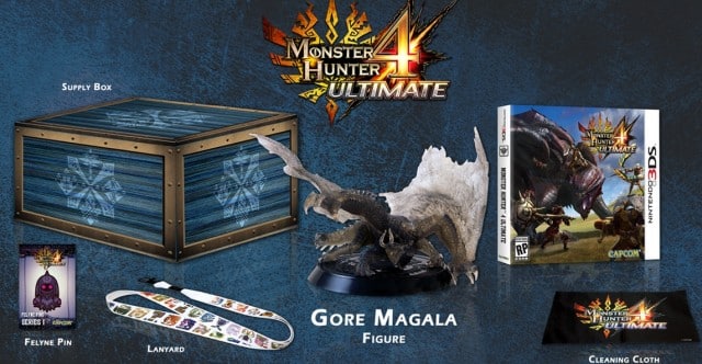 Monster Hunter 4 Ultimate Collector's Edition 3DS Contents Gore Magala Figure Felyne Pin Lanyard Cloth Supply Boxset
