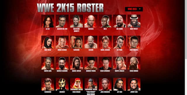 WWE 2K15 Roster List