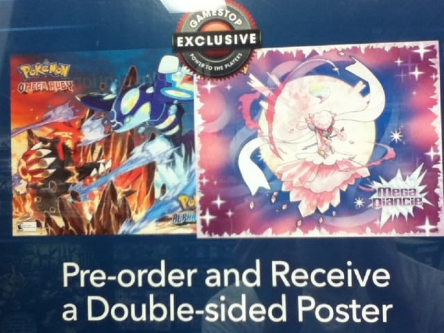 Double-Sided Poster Pokemon Omega Ruby Alpha Sapphire Pre Order Bonus GameStop USA