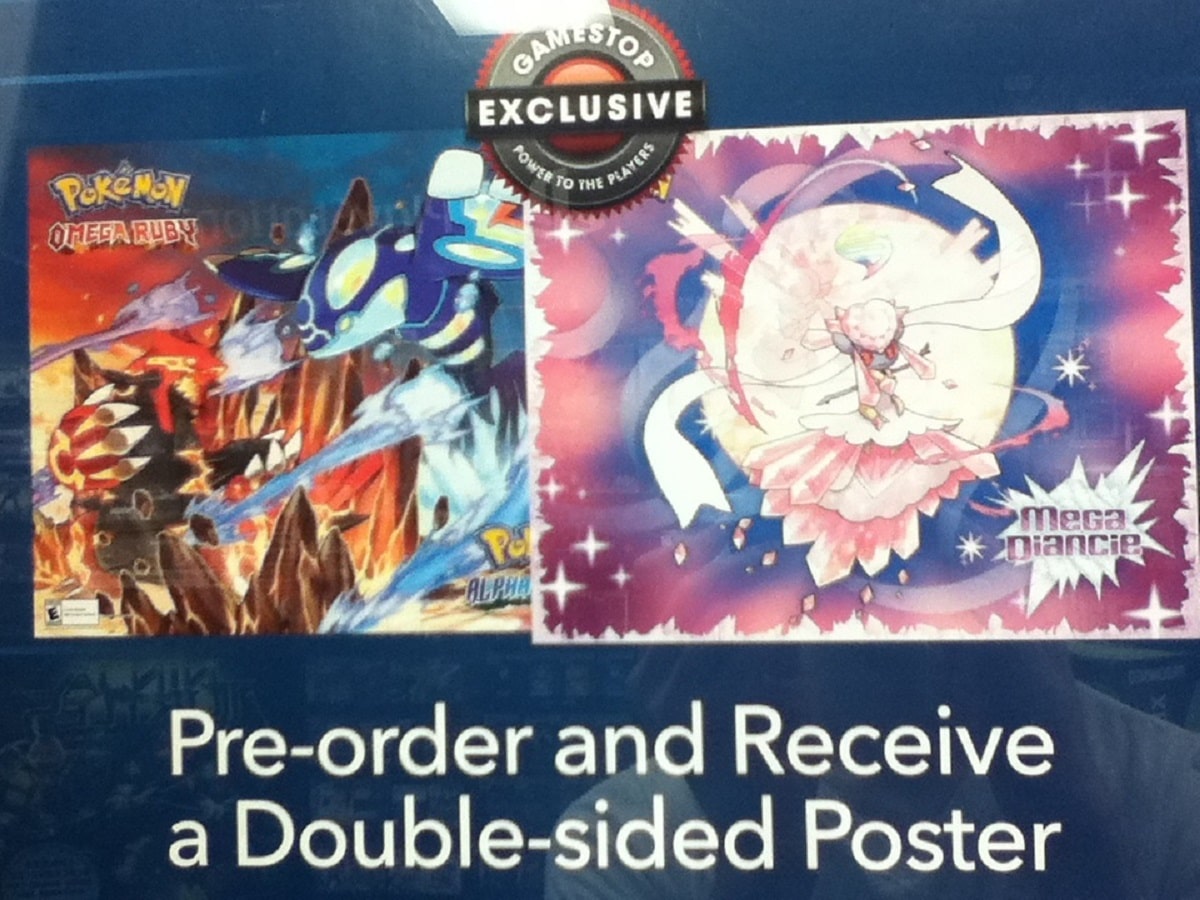 Double Sided Poster Pokemon Omega Ruby Alpha Sapphire Pre Order Bonus Gamestop Usa