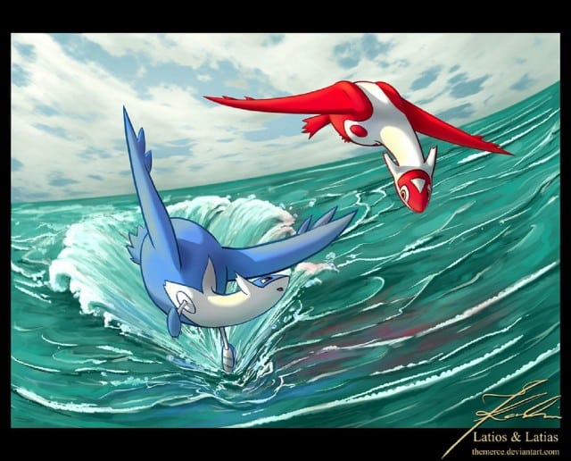 Latios Latias Pokemon Fanart Ocean Flight By Themerce Deviantart Wallpaper