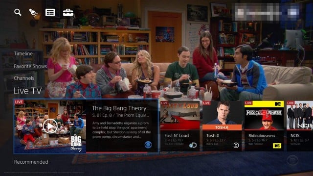 PlayStationVue TV Cloud Service Big Bang Theory