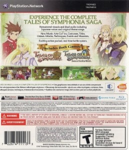 Back of Tales of Symphonia Chronicles USA PS3 Case Boxart 2014