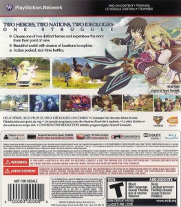 Back of Tales of Xillia PS3 Case USA 2013 Boxart