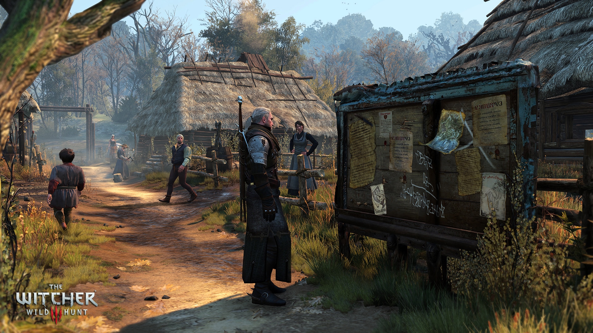Speciaal roem Ladder Witcher 3 Gameplay Screenshot Village Bulletin Board PC Xbox One PS4