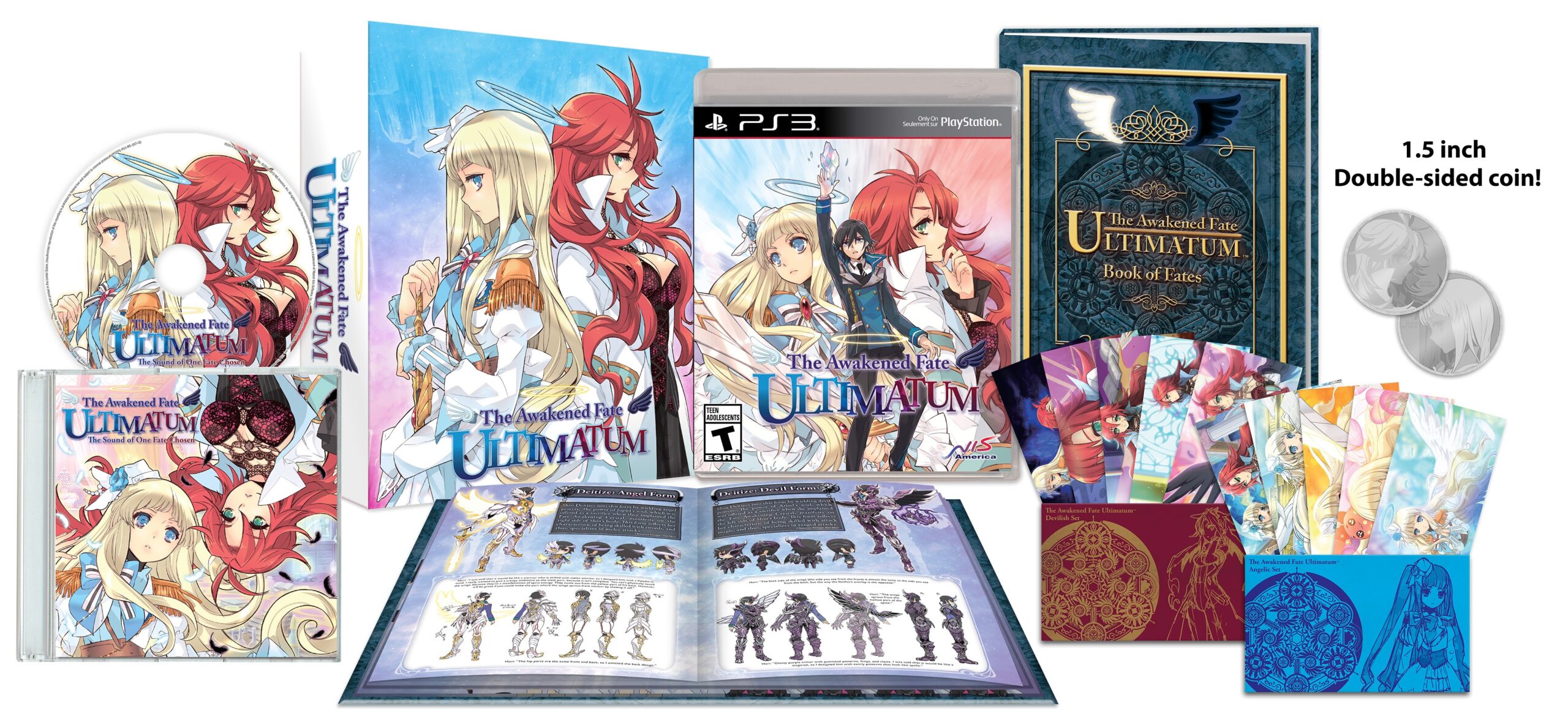 Awakened Fate Ultimatum Ultimate Fate Collectors Edition Boxset Includes Both PS3 Contents Artbook Soundtrack CD Jupiel Ariael Card Sets Fate Coin