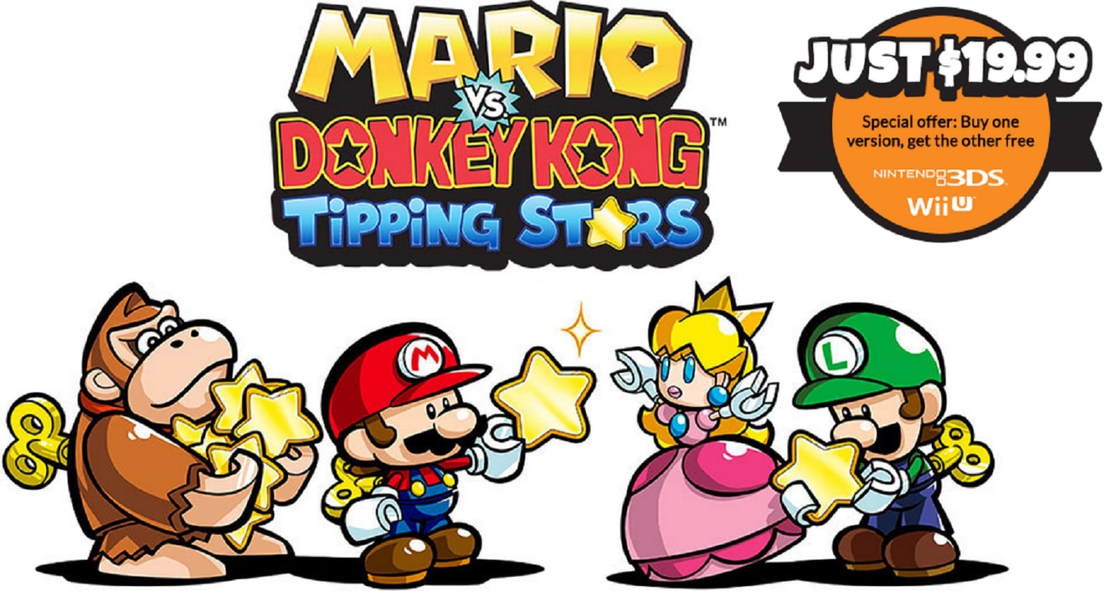 Mario vs Donkey Kong: Tipping Stars Peach DK Luigi Artwork Official 3DS Wii U