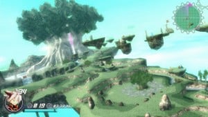 Rodea: Sky Soldier Gameplay Screenshot Grasslands and Floating Platforms WiiU 3DS