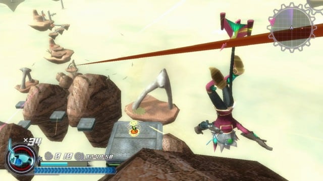 Rodea: Sky Soldier Gameplay Screenshot Zipline by Foot WiiU 3DS