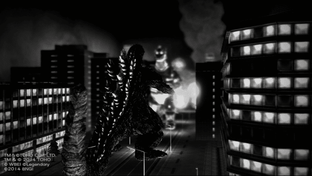 Godzilla PS4 Diorama Mode Black and White Filter Gameplay Screenshot