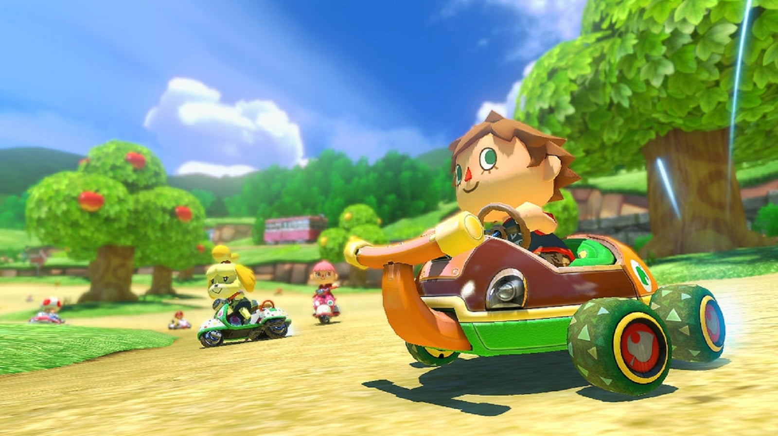 Mario Kart 8 Animal Crossing Gameplay Screenshot Race Under the Apple Tree Wii U