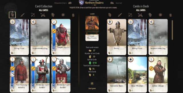 gwent cards witcher 3