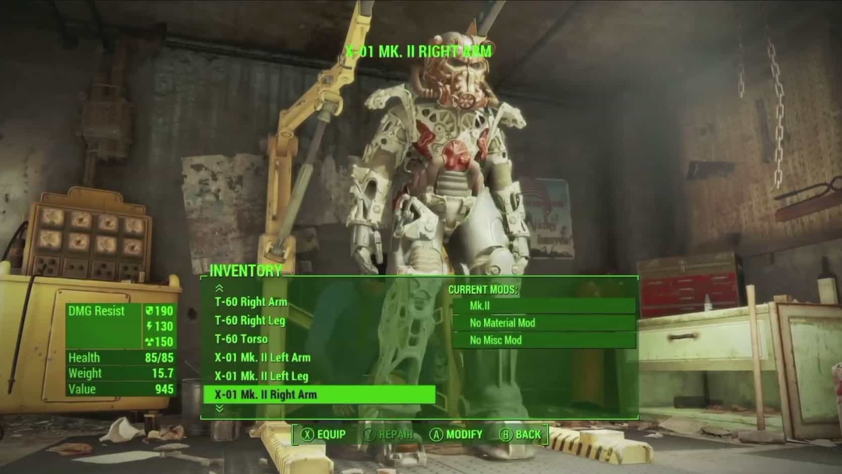 Fallout 4 Armor Crafting Iron Man Power Suit Xbox One PS4 PC Gameplay Screenshot