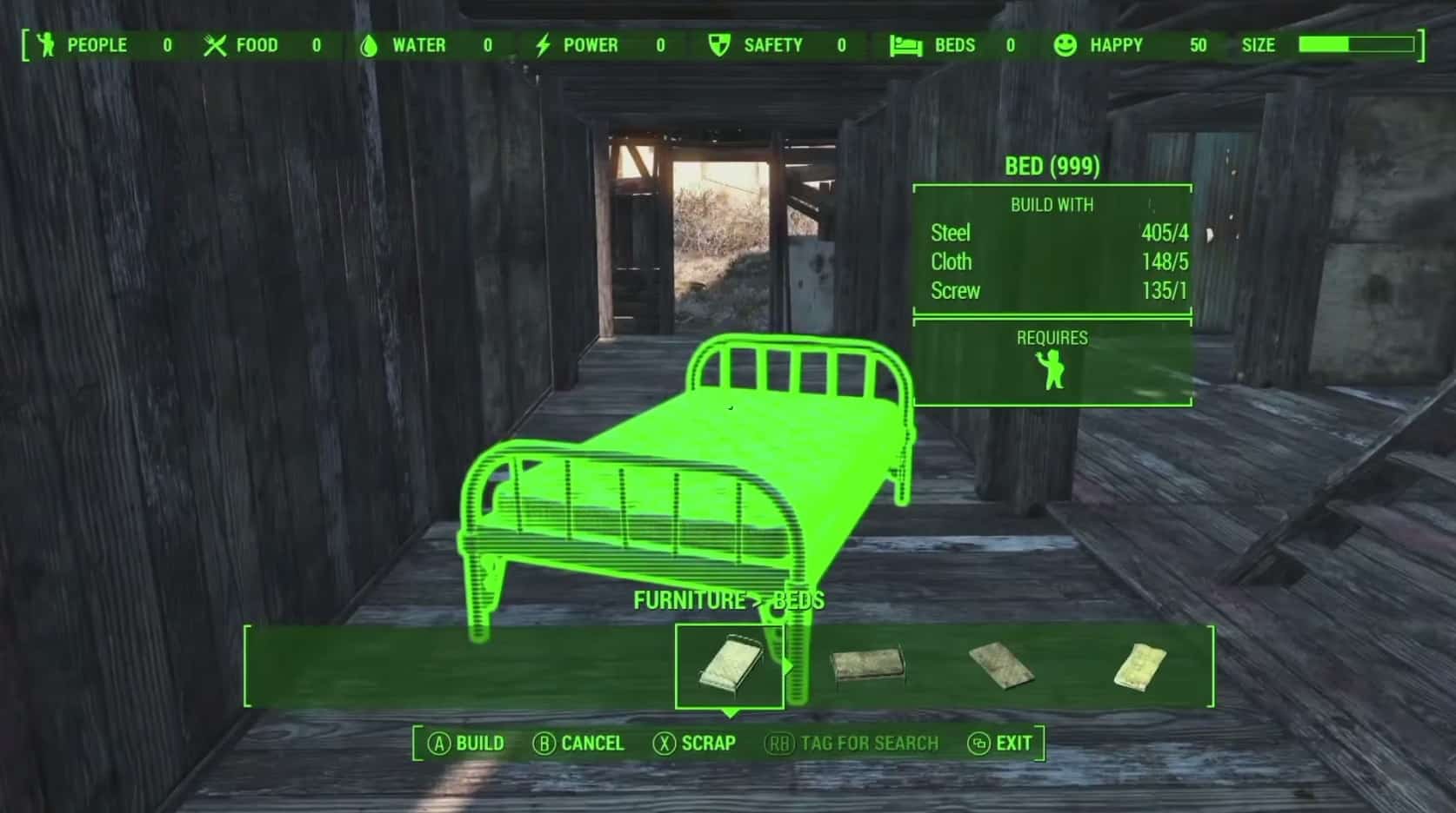 Fallout 4 Crafting Beds Xbox One PS4 PC Gameplay Screenshot