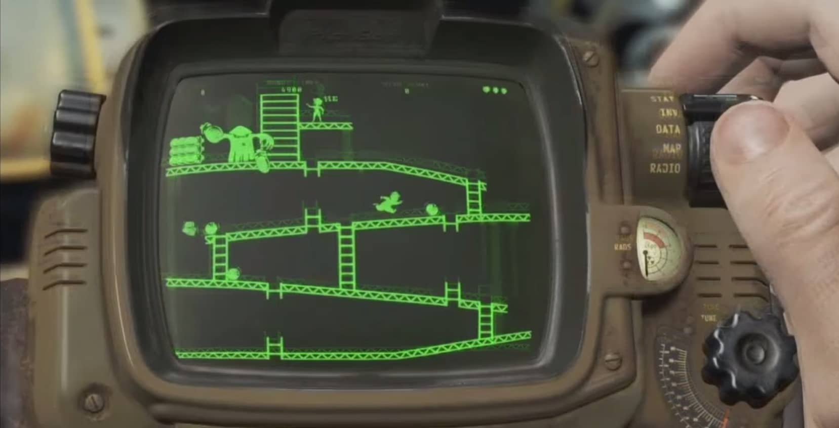 Fallout 4 Pipboy Donkey Kong Minigame Red Menace Game Tape Xbox One PS4 PC Gameplay Screenshot