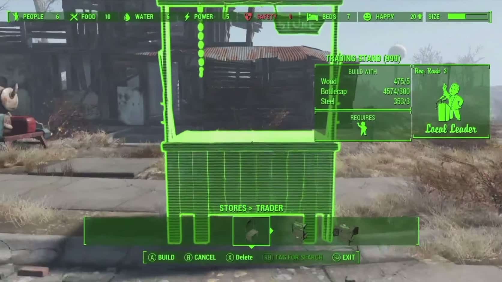 Fallout 4 Trader Store Stand Crafting Xbox One PS4 PC Gameplay Screenshot