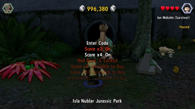 lego jurassic world red bricks codes 3ds